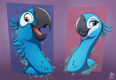 10th Year Anniversary Rio Blu And Jewel By Mightyraptor On Deviantart Bird Drawings Spyro