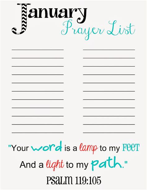 January Prayer List Printable Doodles And Stitches