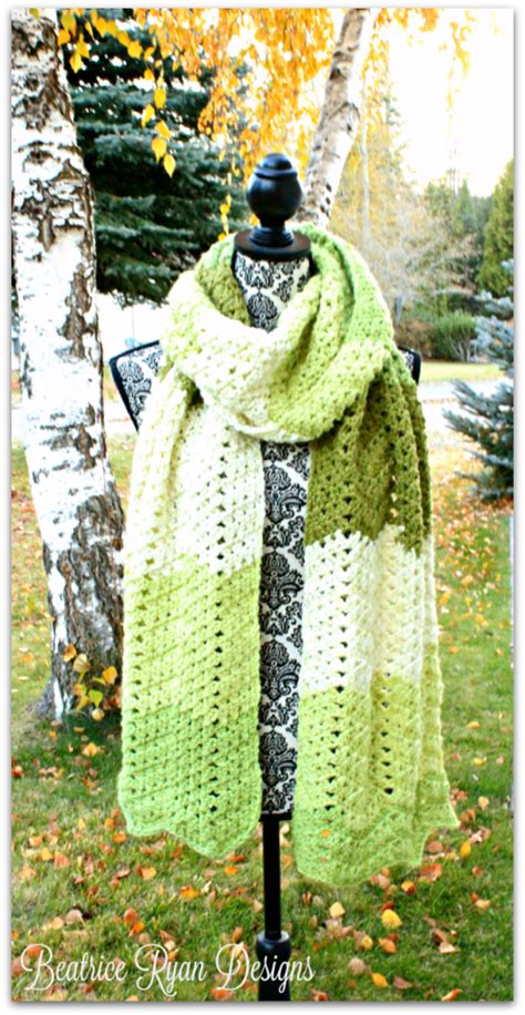 Green Tea Scarf... New Free Crochet Pattern!! - ............Beatrice ...
