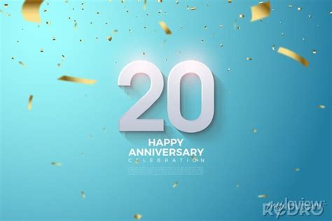 Happy 20th Anniversary Background With 3d Numbers And Gold Paper