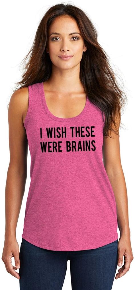 Ladies I Wish These Were Brains Tri Blend Tank Top Boobs Rude