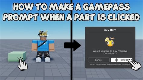 How To Make A Gamepass Prompt When A Part Is Clicked Roblox Studio