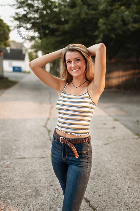 Unique Senior Girl Poses City Urban Outdoors Standing Arm