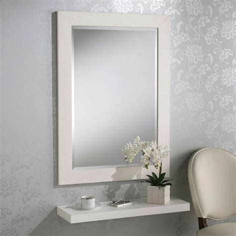 White Glitter Rectangular Wall Mirror Homesdirect365