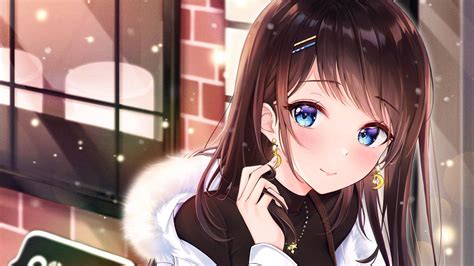Blue Eyes Black Hair Gold Earring Black Dress Hd Anime Girl Wallpapers