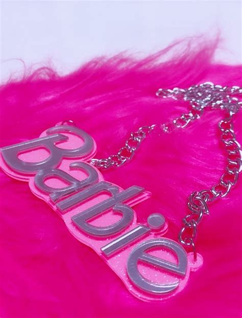 Acrylic Barbie Necklace Glitter Pink And Mirrored Silver 80s Etsy