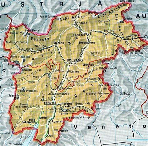 Mappa Del Trentino Alto Adige Cartina Del Trentino Alto Adige Belluno