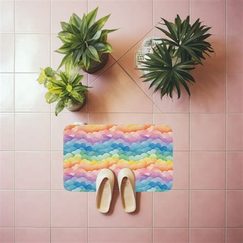 Rainbow Memory Foam Bath Mat Non Slip Bath Tub Mat Bath Etsy