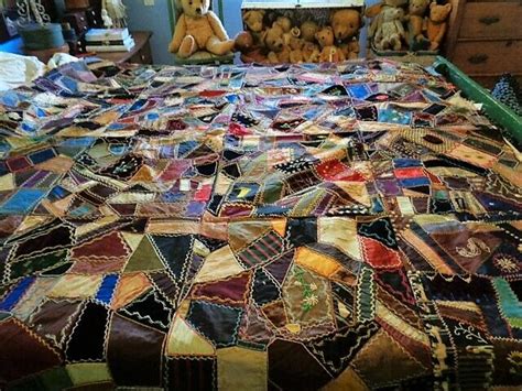 Best Antique 1883 Silk And Velvet Crazy Quilt Top Lots Of Embroidery
