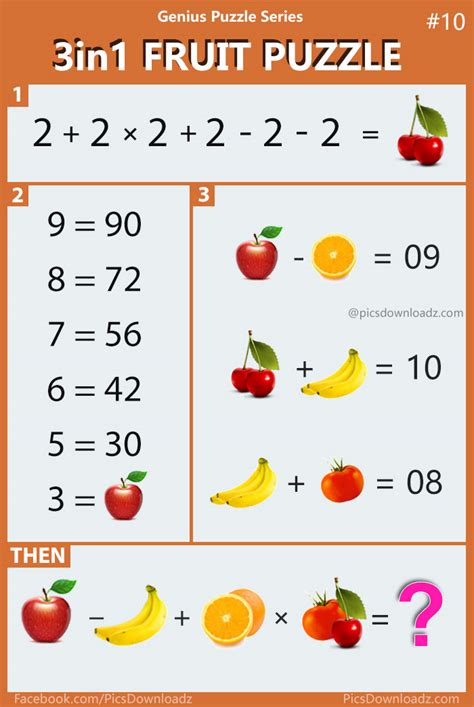 3in1 Fruit Puzzle Genius Puzzle Series 10 Viral Confusing Math
