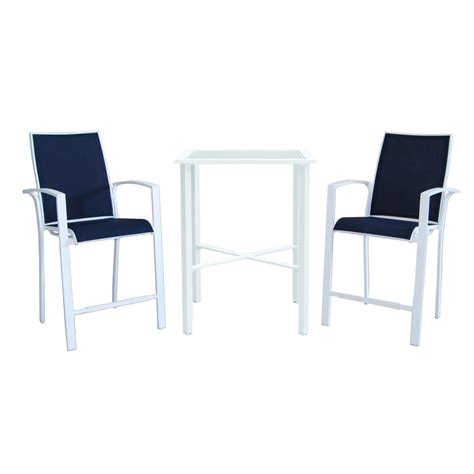 Allen Roth Ocean Park 3 Piece White Glass Dining Patio Dining Set At