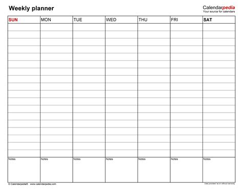 Free Weekly Planners For Microsoft Excel 20 Templates