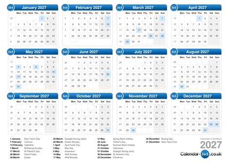 Calendar 2027