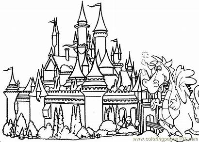 Castle Coloring Pages Printable Dragon Princess Disney