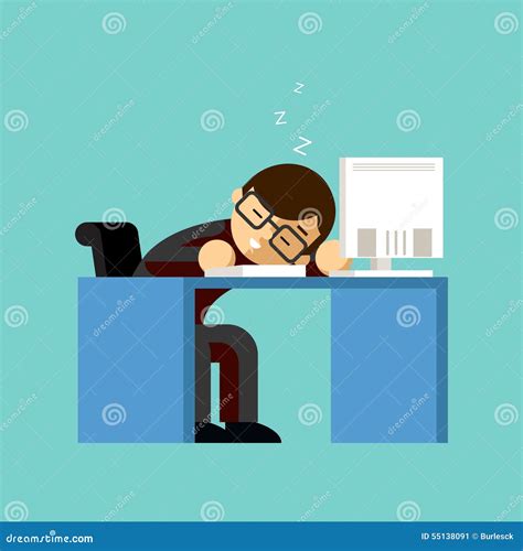 Businessman Sleeping On His Office Desk Top Stock Vector Illustration