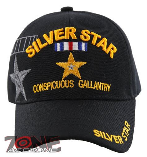 Silver Star Medal Conspicuous Gallantry Us Military Ball Cap Hat