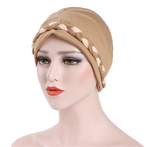 2018 muslim new two color braid turban cap women elasticity cotton bandanas female headwear hair