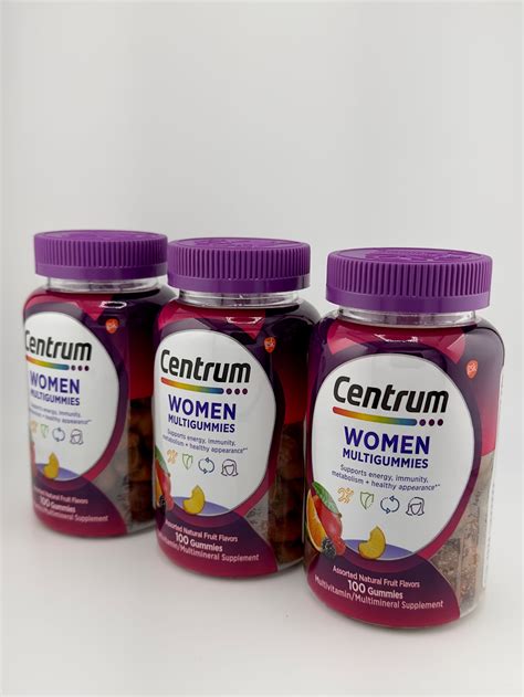 Centrum Multigummies Womens Multivitamin Supplement Gummies Assorted Fruit 100 Count Per Pack
