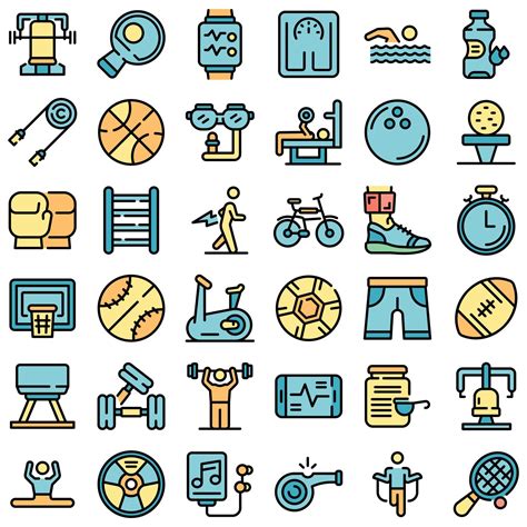 Physical Activity Icons Set Vector Flat 8487057 Vector Art At Vecteezy