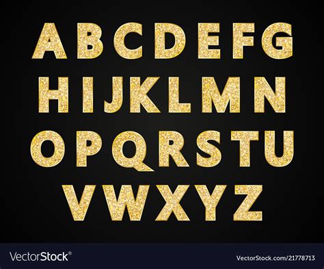 English Alphabet With Glitter Letters In Gold Vector Image The Best