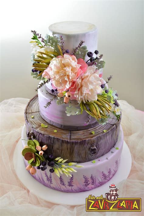 Lavender Wedding Cake Rustic Lavender Wedding Cake With