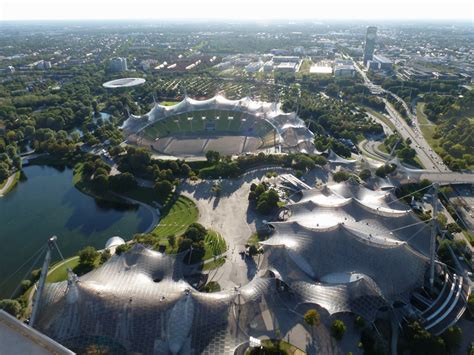 Das Münchener Olympia Stadion Olympiapark Von Olympia Turm München Aus