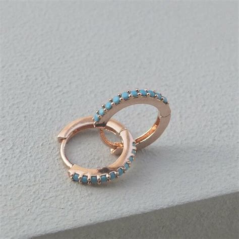 Turquoise Mini Huggie Hoop Earrings Jewellery Evy Designs Uk