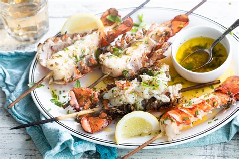 Grilled Maine Lobster Tail Kebabs With Lemon Herb Butter Recipe