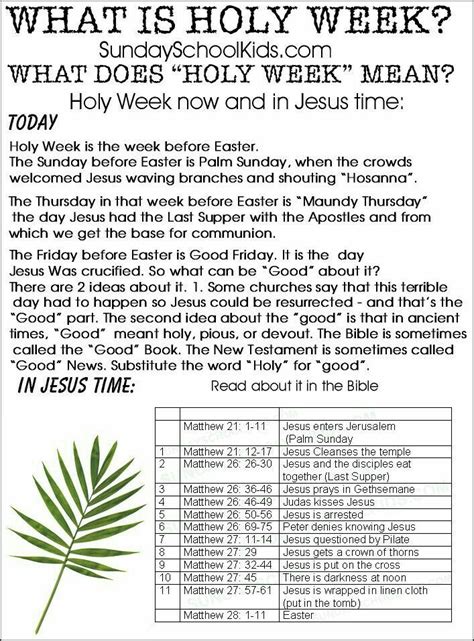 Holy Week Worksheet