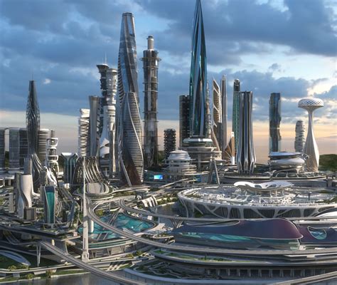 3d Central Business District Model Futuristic Sci Fi City Ciudad