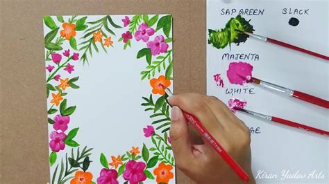How To Paint Loose Floral Border On Paper Easy Painting For Beginners