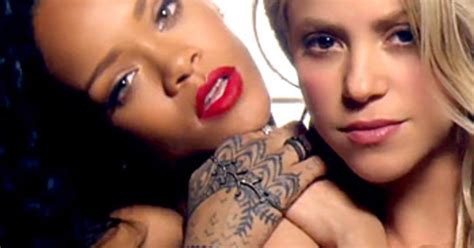 shakira and rihanna sexy in can t remember to forget you music video us weekly