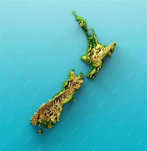 Mapa Da Nova Zelândia Mapa De Altura De Cor De Relevo Sombreado No Mar