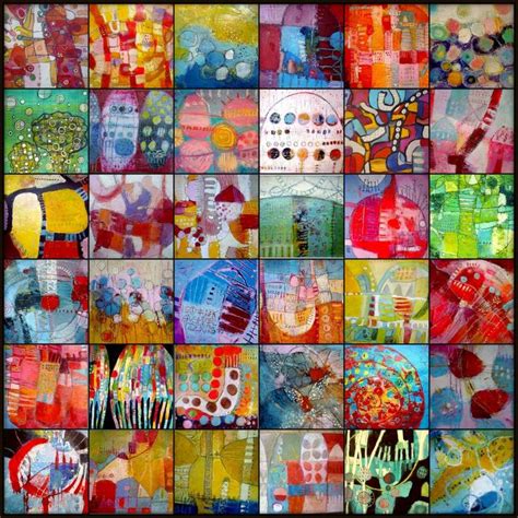 Collage Of Various Acrylic Paintings On Paper Elke Trittel Art