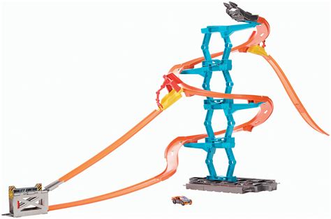New Track Builder Spiral Stack Up Track Set Includes One Carby Hot Wheels