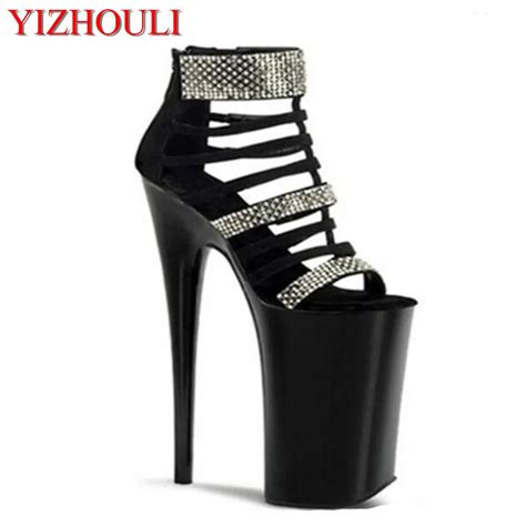new arrival 20cm high heeled shoes rivet formal dress open toe sandals 8 inch gladiator sexy