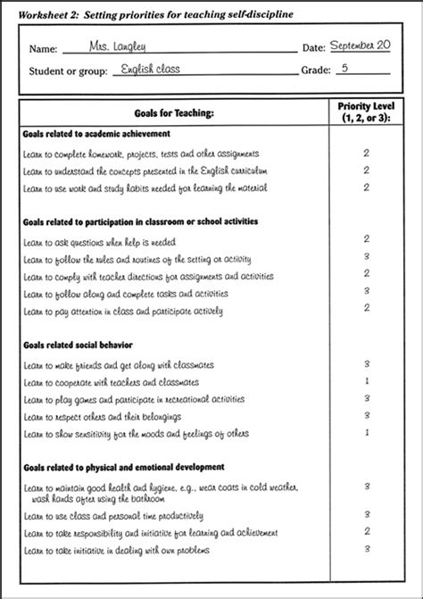 17 Discipline Worksheets For Students