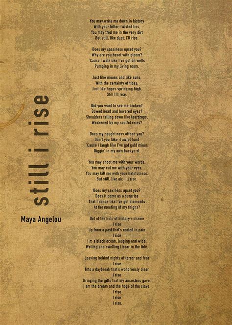 Still I Rise By Maya Angelou Inspiration Poem Quote On Vintage Canvas