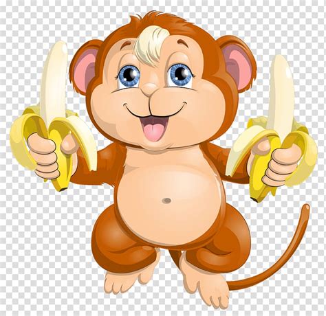 Free Download Blue Eyed Monkey With Bananas On Both Hands Cartoon