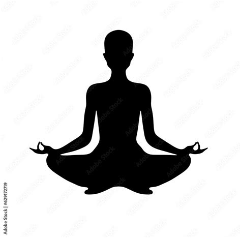 vector isolated one single yoga bald man or woman in lotus pose front view colorless black and