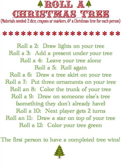 Blissful Roots Roll A Christmas Tree Game Andprintable Christmas