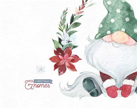 Christmas Gnomes Watercolor Clipart Nordic Scandinavian