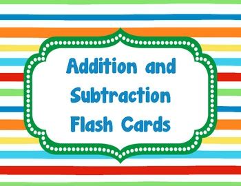 With each correct answer, a green block will be stacked next to the flash card. Addition & Subtraction Flash Cards by Berry Creative | TpT