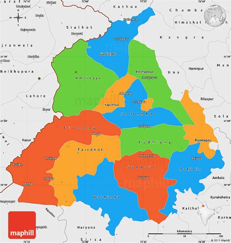 Political Simple Map Of Punjab Single Color Outside