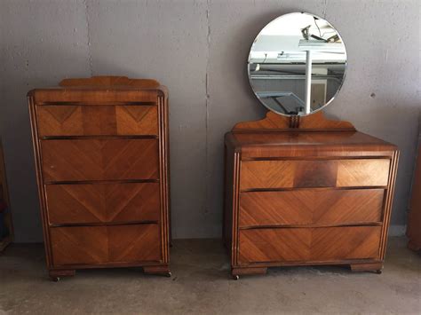 Vintage bedroom furniture 1950s fossil brewing design vintage. Vintage 1920's Art Deco Waterfall Bedroom Set-Four Drawer