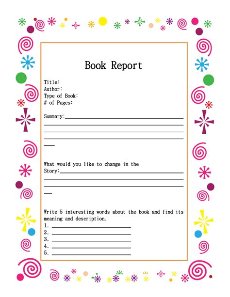 Free Book Report Printables Web Reading Log And Book Report Free