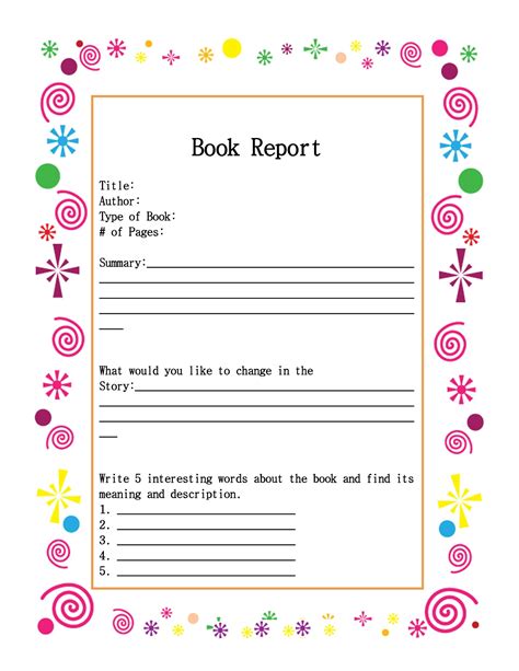Book report template free printable both students and teachers can use