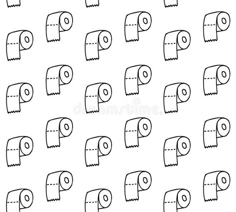 Vector Seamless Pattern Of Sketch Toilet Paper Stock Illustration