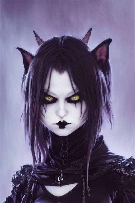 Krea Ai Gothic Cat Girl Character Concept Angry Light Da