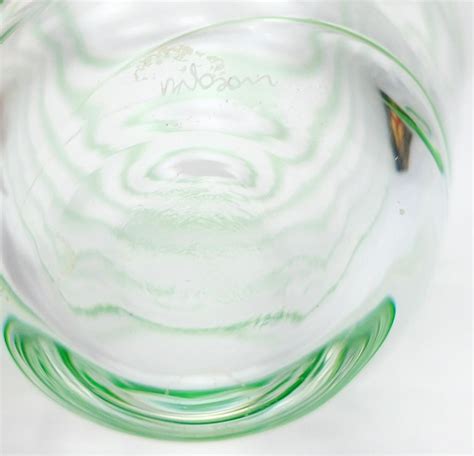 Italian Green Swirl Stripe Murano Glass Vase By V Nason And Co For Sale At 1stdibs